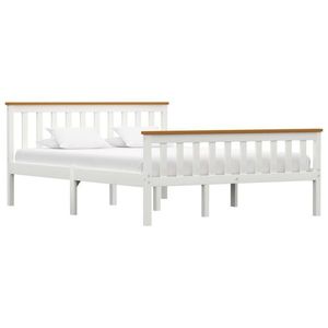 vidaXL Cadru de pat, alb, 140 x 200 cm, lemn de pin masiv imagine