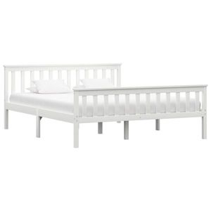 Cadru de pat, alb, 160 x 200 cm, lemn masiv de pin imagine