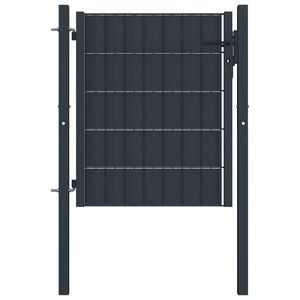 vidaXL Poartă de gard, antracit, 100x101 cm, PVC și oțel imagine