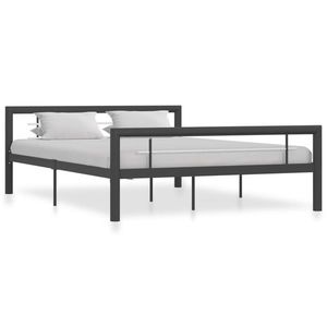 vidaXL Cadru de pat, gri și alb, 140 x 200 cm, metal imagine