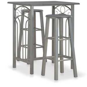 vidaXL Set mobilier de bar, 3 piese, antracit, lemn și oțel imagine