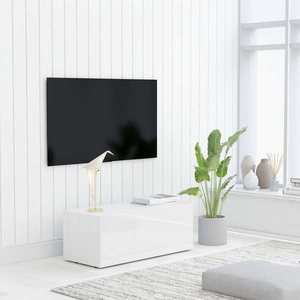 vidaXL Comodă TV, alb extralucios, 80 x 34 x 30 cm, PAL imagine