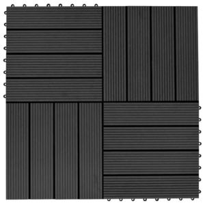 vidaXL Plăci de pardoseală 11 buc, negru, 30 x 30 cm , WPC, 1 mp imagine