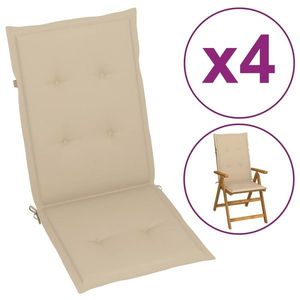 vidaXL Perne scaun spătar înalt, 4 buc., bej, 120x50x3 cm, textil imagine
