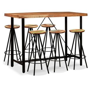 vidaXL Set mobilier bar, 7 piese, lemn masiv acacia și lemn reciclat imagine