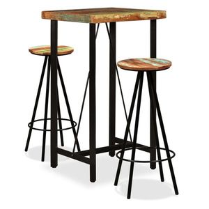 vidaXL Set mobilier de bar, 3 piese, lemn masiv reciclat imagine