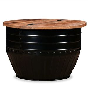 vidaXL Măsuță de cafea în formă de butoi negru lemn masiv reciclat imagine