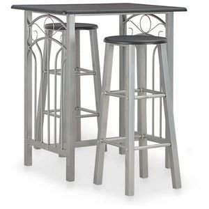 vidaXL Set mobilier de bar, 3 piese, negru, lemn și oțel imagine