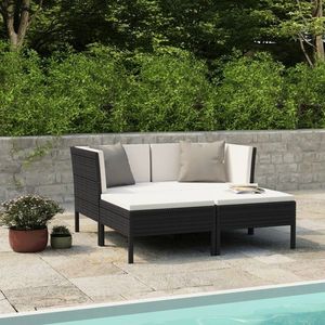 vidaXL Set mobilier de grădină, 4 piese, cu perne negre imagine