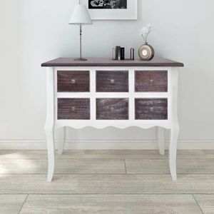 vidaXL Dulap consolă cu 6 sertare, maro și alb, lemn imagine