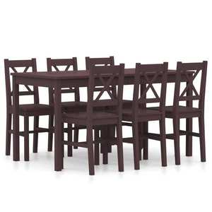 vidaXL Set mobilier de bucătărie, 7 piese, maro închis, lemn de pin imagine