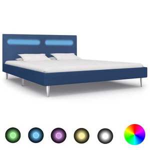 vidaXL Cadru de pat cu LED-uri, albastru, 180x200 cm, material textil imagine