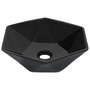 vidaXL Chiuvetă de baie, negru, 41 x 36, 5 x 12 cm, ceramică imagine