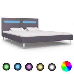 vidaXL Cadru de pat cu LED-uri, gri, 180 x 200 cm, material textil imagine