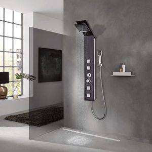 vidaXL Sistem cu panel de duș, sticlă, maro imagine