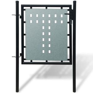vidaXL Poartă de gard cu o ușă, negru, 100x150 cm imagine