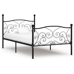 vidaXL Cadru de pat cu bază din șipci, negru, 100 x 200 cm, metal imagine