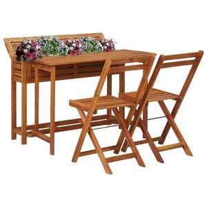 vidaXL Masă cu jardinieră de grădină, 2 scaune bistro, lemn de acacia imagine