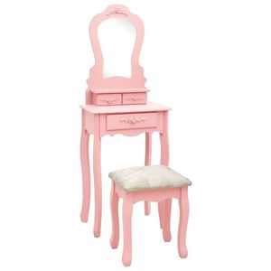 vidaXL Set masă de toaletă cu taburet roz 50x59x136 cm lemn paulownia imagine