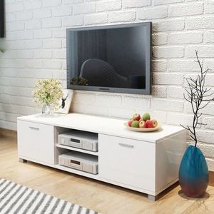 vidaXL Comodă TV, alb extralucios, 140 x 40, 5 x 35 cm imagine