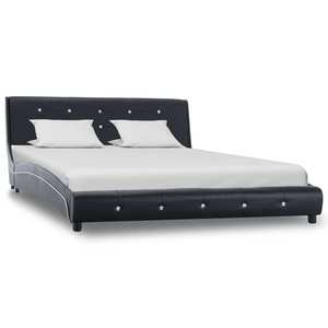 vidaXL Cadru de pat, negru, 140 x 200 cm, piele artificială imagine