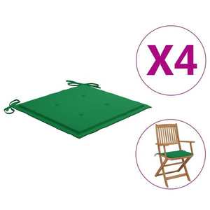 vidaXL Perne scaun de grădină, 4 buc., verde, 40x40x3 cm imagine