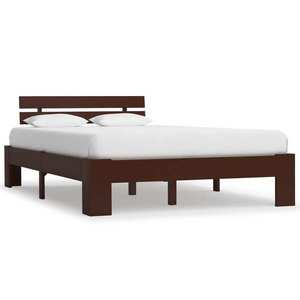 vidaXL Cadru de pat, maro închis, 140 x 200 cm, lemn masiv de pin imagine