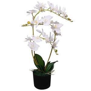 vidaXL Plantă artificială orhidee cu ghiveci, 65 cm, alb imagine