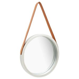 vidaXL Oglindă de perete cu o curea, 40 cm, argintiu imagine