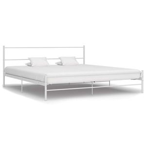 vidaXL Cadru de pat, alb, 200 x 200 cm, metal imagine