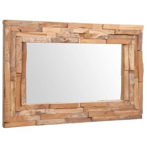 vidaXL Oglindă decorativă din lemn de tec, 90 x 60 cm, dreptunghiular imagine
