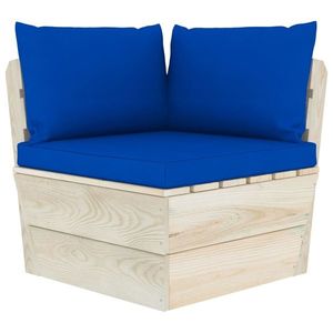 vidaXL Perne pentru canapea din paleți, 3 buc., albastru, textil imagine