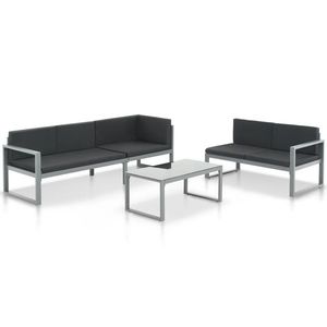 vidaXL Set mobilier de grădină cu perne 3 piese negru aluminiu imagine
