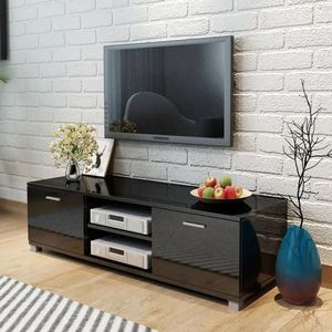 vidaXL Comodă TV, negru extralucios, 140 x 40, 3 x 34, 7 cm imagine