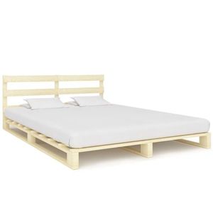 Cadru de pat din paleți, 200 x 200 cm, lemn masiv de pin imagine
