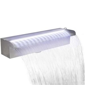 vidaXL Fântână piscină dreptunghiulară LED-uri 45 cm oțel inoxidabil imagine
