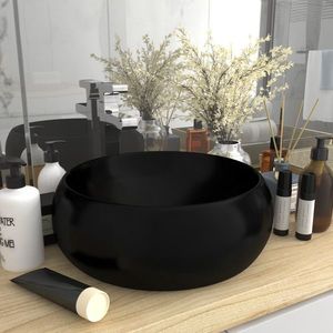 vidaXL Chiuvetă baie lux, negru mat, 40x15 cm, ceramică, rotund imagine