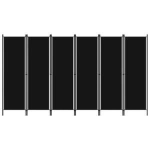 vidaXL Paravan de cameră cu 6 panouri, negru, 300 x 180 cm imagine