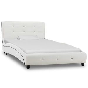 vidaXL Cadru de pat, alb, 90 x 200 cm, piele ecologică imagine