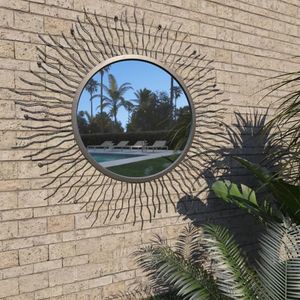 vidaXL Oglindă de perete pentru grădină Sunburst, negru, 80 cm imagine