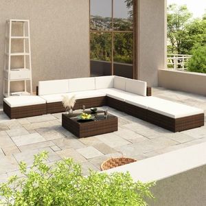 vidaXL Set mobilier de grădină cu perne, 8 piese, maro, poliratan imagine