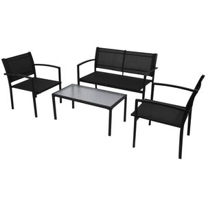 vidaXL Set mobilier de grădină, 4 piese, negru, textilenă imagine