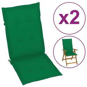vidaXL Perne scaun cu spătar înalt, 2 buc., verde, 120x50x3 cm, textil imagine