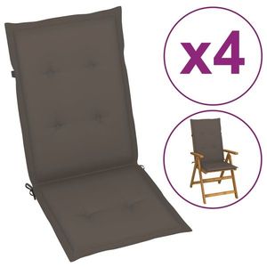 vidaXL Perne scaun spătar înalt 4 buc., gri taupe, 120x50x3 cm, textil imagine