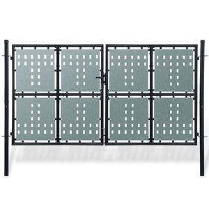 vidaXL Poartă de gard cu o ușă, negru, 300x200 cm imagine
