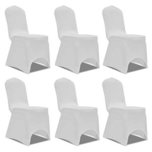 vidaXL Husă de scaun elastică, 6 buc., alb imagine