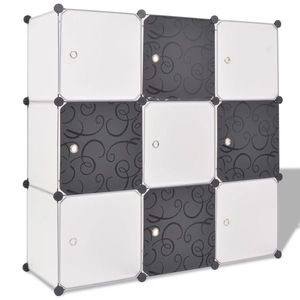vidaXL Dulap de depozitare tip cub, cu 9 compartimente, negru și alb imagine