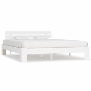 vidaXL Cadru de pat, alb, 160 x 200 cm, lemn masiv de pin imagine