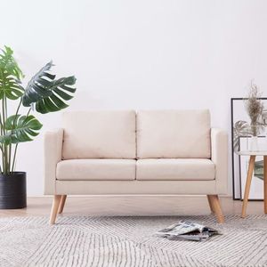 Canapea cu 2 locuri, crem, material textil imagine