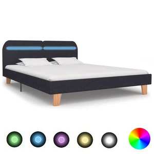 vidaXL Cadru pat cu LED-uri, gri închis, 180x200 cm, material textil imagine